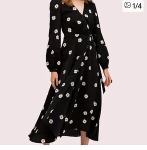 Kate Spade Black Dress with White Floral Design
